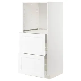 IKEA METOD МЕТОД / MAXIMERA МАКСИМЕРА, высокий шкаф с 2 ящиками д / духовки, белый Энкёпинг / белая имитация дерева, 60x60x140 см 094.735.80 фото
