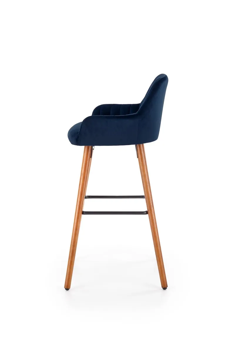 Барный стул HALMAR H93 ножки хокера - орех, обивка - темно-синий фото №2