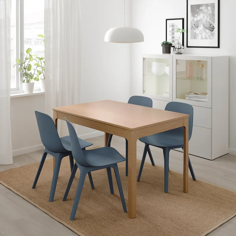 IKEA EKEDALEN ЕКЕДАЛЕН / ODGER ОДГЕР, стіл+4 стільці, дуб/синій, 120/180 см 292.214.16 фото №2