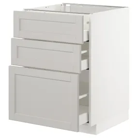 IKEA METOD МЕТОД / MAXIMERA МАКСИМЕРА, напольный шкаф с 3 ящиками, белый / светло-серый, 60x60 см 392.742.30 фото