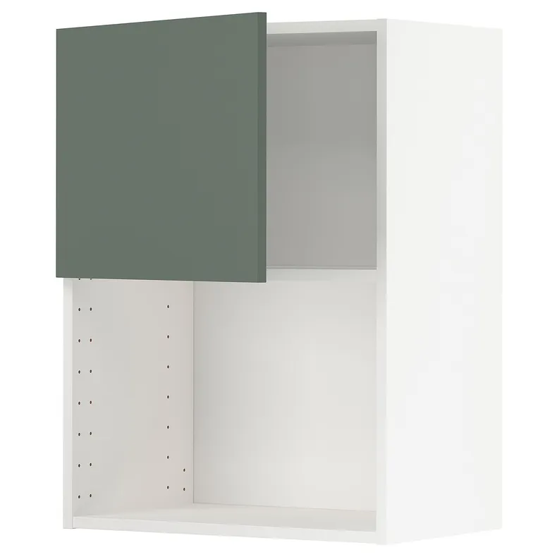 IKEA METOD МЕТОД, шафа навісна для мікрохвильової печ, білий / БОДАРП сіро-зелений, 60x80 см 894.602.77 фото №1