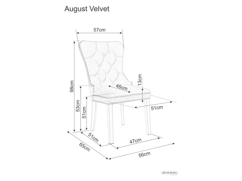 Стілець оксамитовий SIGNAL AUGUST VELVET, Bluvel 28 - бежевий фото №17