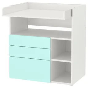 IKEA SMÅSTAD СМОСТАД, пеленальный стол, белый бледно-бирюзовый с 3 ящиками, 90x79x100 см 893.921.65 фото