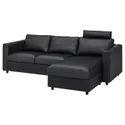 IKEA VIMLE ВІМЛЕ, 3-місний диван, з шезлонгом з підголовником/Grann/Bomstad чорний 093.062.61 фото thumb №1