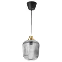IKEA SOLKLINT СОЛКЛИНТ, подвесной светильник, Латунь / серое прозрачное стекло, 22 см 104.307.78 фото thumb №1