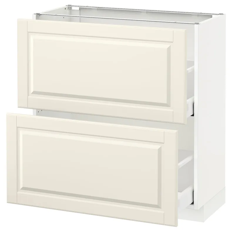 IKEA METOD МЕТОД / MAXIMERA МАКСИМЕРА, напольный шкаф с 2 ящиками, белый / бодбинские сливки, 80x37 см 790.514.83 фото №1