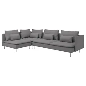 IKEA SÖDERHAMN СОДЕРХЭМН, 4-местный угловой диван, с открытым концом / Тонуруд серый 194.520.73 фото