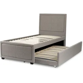 Кровать односпальная бархатная MEBEL ELITE ELIF Velvet, 90x200 см с дополнительным спальным местом, серый фото