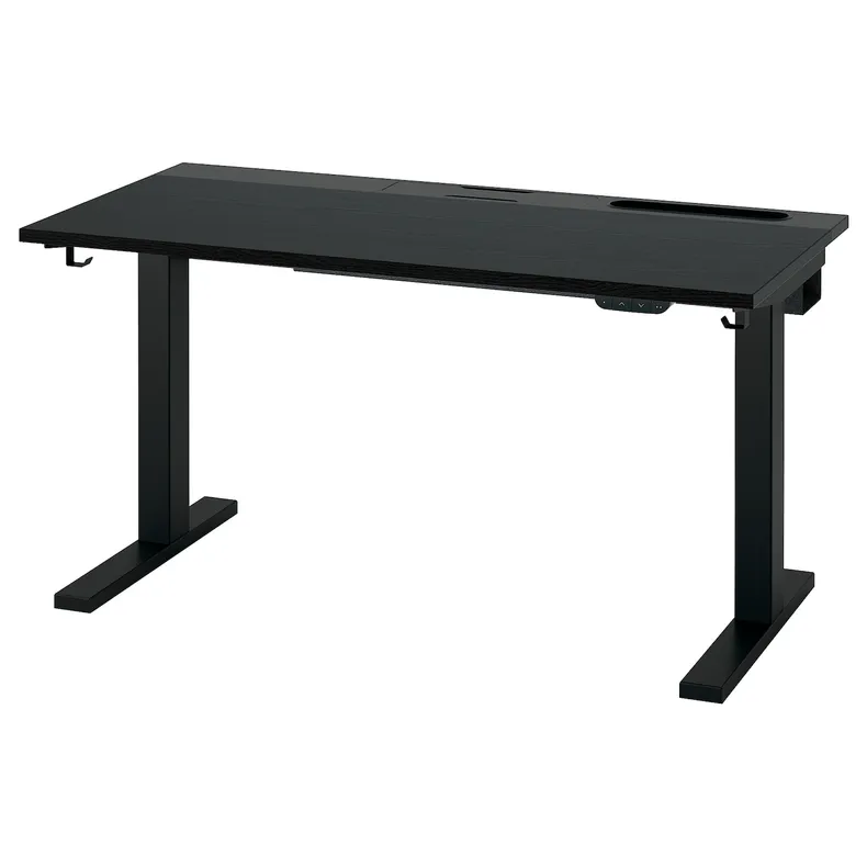 IKEA MITTZON МІТТЗОН, стіл регульований, електричний okl попелястий пофарбований чорний / чорний, 120x60 см 895.265.94 фото №2