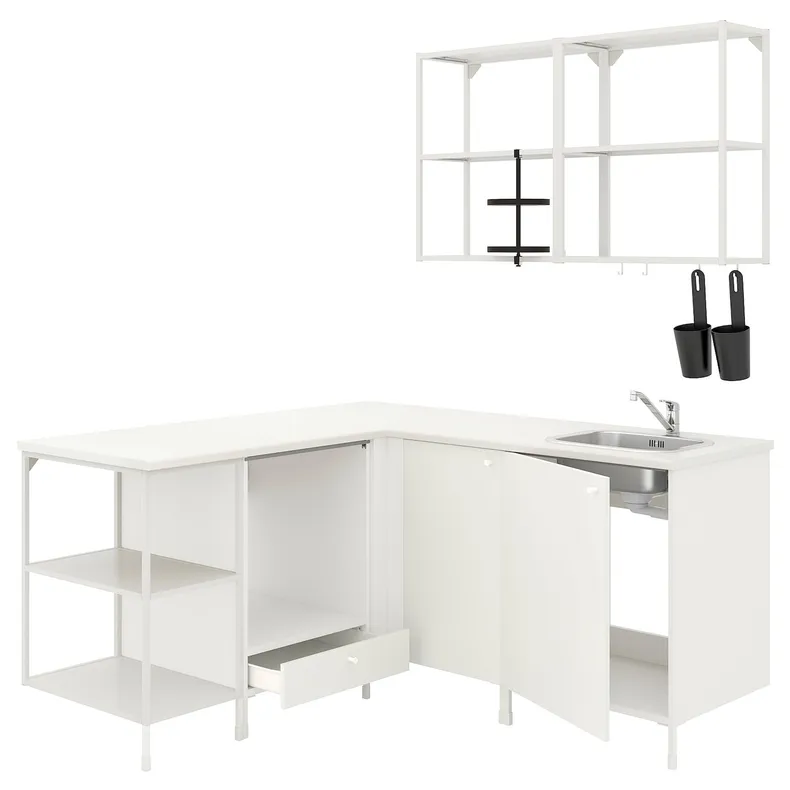 IKEA ENHET ЕНХЕТ, кутова кухня, білий 993.379.27 фото №1