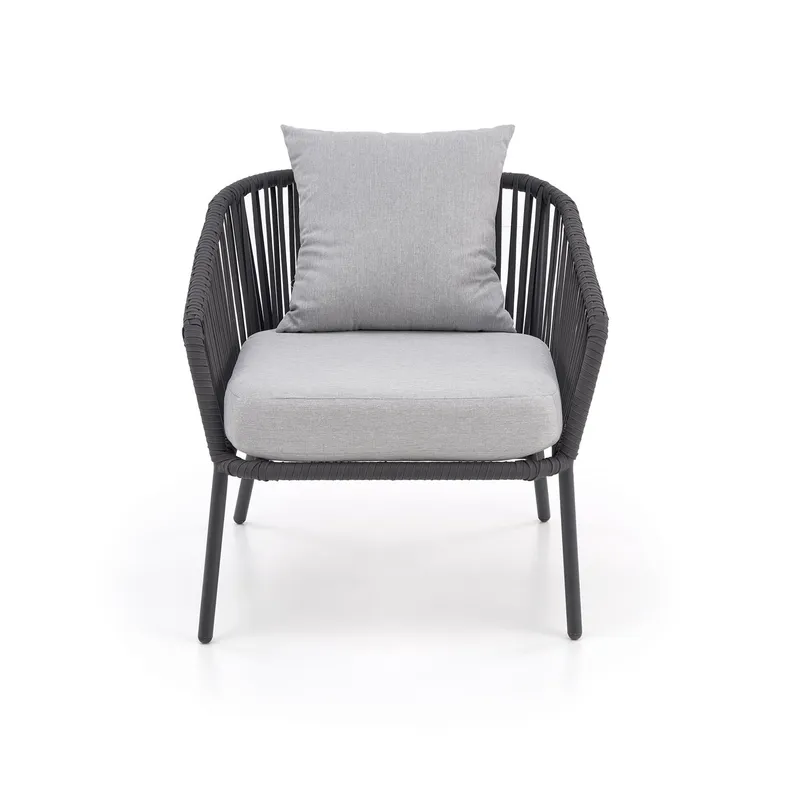 Садовий комплект HALMAR ROCCA (диван + два крісла + столик), темно-сірий / світло-сірий фото №6
