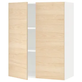 IKEA METOD МЕТОД, навісна шафа з полицями / 2 дверцят, білий / АСКЕРСУНД під світлий ясен, 80x100 см 294.595.97 фото
