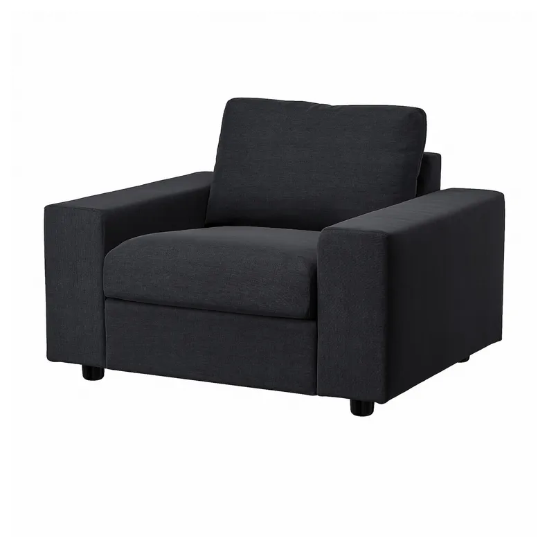 IKEA VIMLE ВІМЛЕ, крісло, з широкими підлокітниками / САКСЕМАРА чорно-синій 394.771.95 фото №1