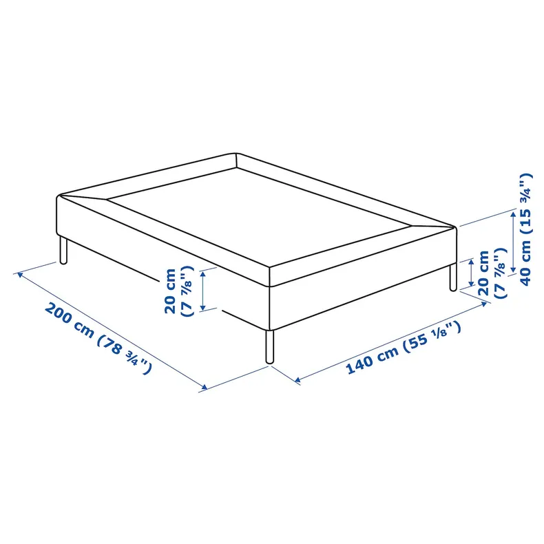 IKEA LYNGÖR ЛЮНГЕР, матрац із рейковою основою з ніжкам, білий, 140x200 см 795.544.17 фото №6