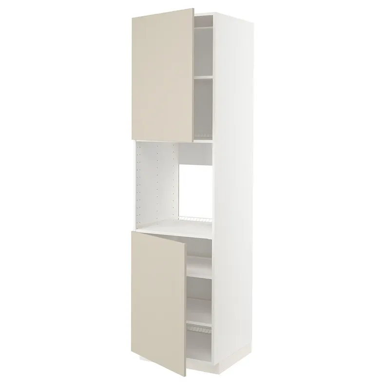 IKEA METOD МЕТОД, висока шафа для дух, 2 дверцят / пол, білий / хавсторпський бежевий, 60x60x220 см 594.634.04 фото №1