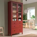 IKEA HEMNES ХЕМНЭС, шкаф-витрина с 3 ящиками, красное пятно / светло-коричневое пятно, 90x197 см 505.306.34 фото thumb №3