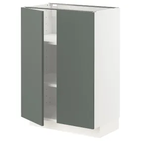 IKEA METOD МЕТОД, підлогова шафа з полицями / 2 дверцят, білий / БОДАРП сіро-зелений, 60x37 см 094.686.73 фото
