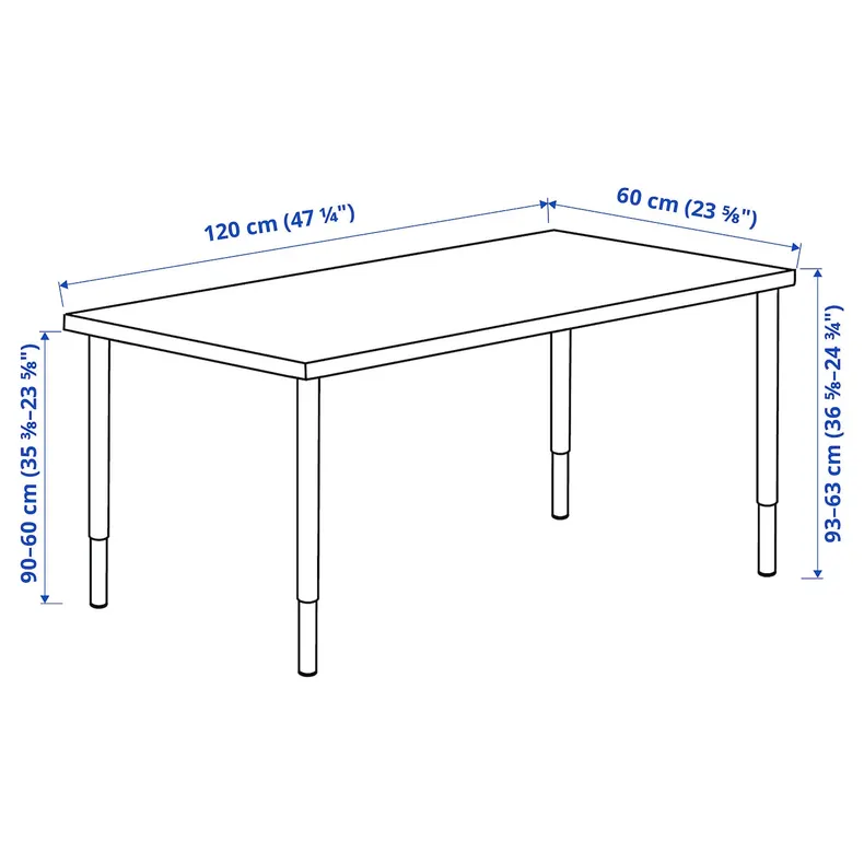 IKEA LAGKAPTEN ЛАГКАПТЕН / OLOV ОЛОВ, письмовий стіл, Чорний/коричневий/білий, 120x60 см 394.170.26 фото №7