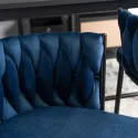Барний стілець оксамитовий MEBEL ELITE FLORES Velvet, темно-синій / чорний фото thumb №6