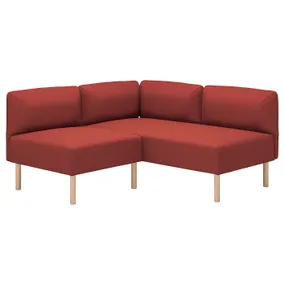 IKEA LILLEHEM ЛІЛЛЕХЕМ, модульний кутовий диван, 2-місний, ГУННАРЕД/коричнево-червоний деревина 995.362.91 фото