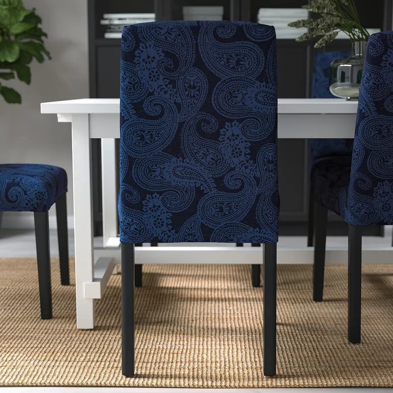 IKEA INGATORP ІНГАТОРП / BERGMUND БЕРГМУНД, стіл+4 стільці, чорний / КВІЛЛЬСФОРС темно-синій / синій, 110 / 155 см 794.289.52 фото №4