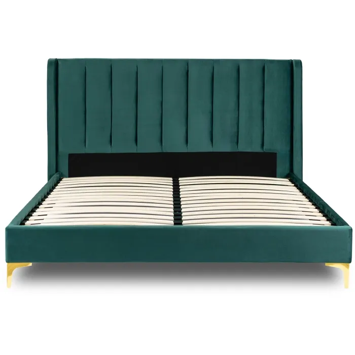 Кровать двуспальная бархатная MEBEL ELITE ARIA Velvet, 160x200 см, Зеленый фото №8