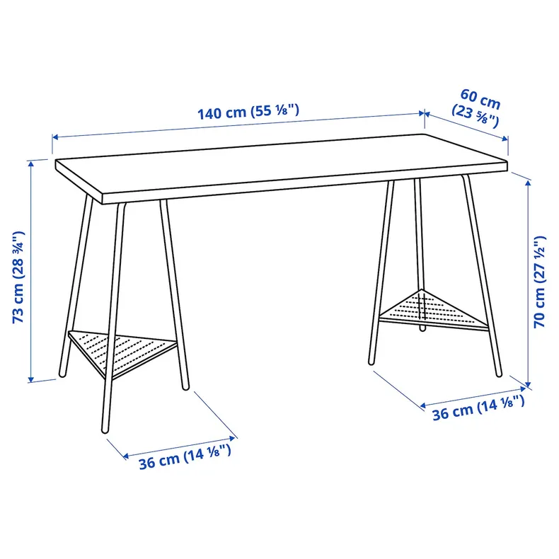 IKEA LAGKAPTEN ЛАГКАПТЕН / TILLSLAG ТИЛЛЬСЛАГ, письменный стол, Черный/коричневый/белый, 140x60 см 394.175.21 фото №5