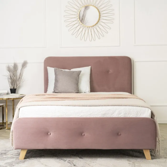 Кровать бархатная MEBEL ELITE MIKEL Velvet, 120x200см, розовая фото №3
