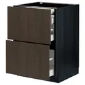 IKEA METOD МЕТОД / MAXIMERA МАКСИМЕРА, напольный шкаф с выдвиж панелью / 3ящ, черный / синарп коричневый, 60x60 см 294.338.85 фото thumb №1