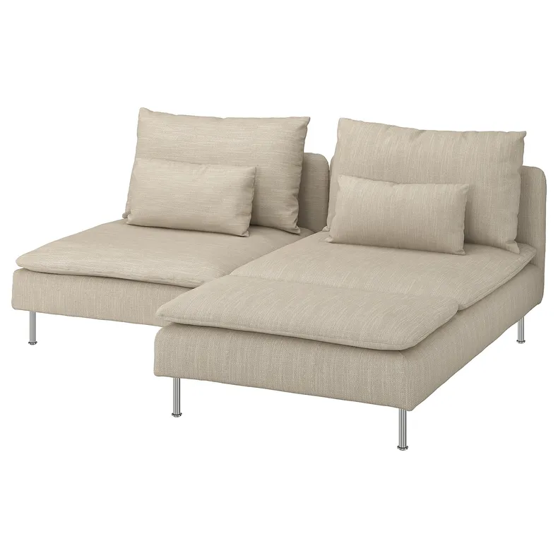 IKEA SÖDERHAMN СЕДЕРХАМН, 2-місний диван із кушеткою, Горбистий бежевий 595.807.47 фото №1