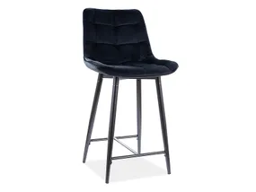 Барний стілець оксамитовий, хокер SIGNAL CHIC H-2 Velvet, Bluvel 19 - чорний фото