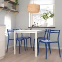 IKEA MELLTORP МЕЛЬТОРП / GENESÖN ГЕНЕСЕН, стіл+4 стільці, білий білий / синій металік, 125 см 795.363.48 фото thumb №2