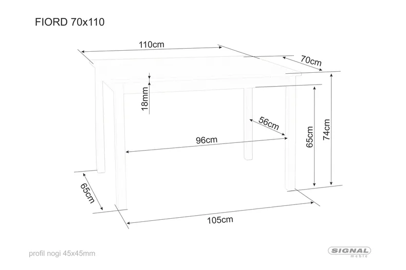 Стол обеденный SIGNAL FIORD, белый, 60x80 фото №5