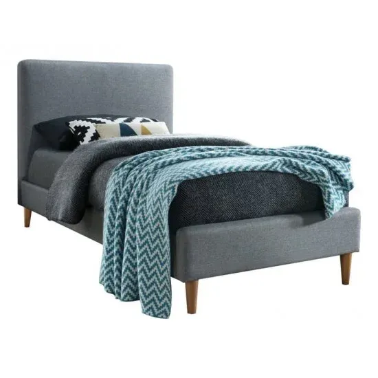 Односпальная кровать SIGNAL ACOMA, серый, 90x200 см, ткань/дуб фото №1