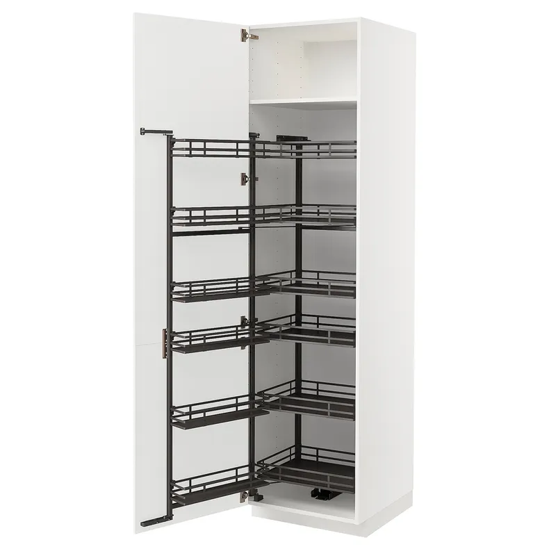 IKEA METOD МЕТОД, высокий шкаф с выдвижным модулем, белый / светло-серый, 60x60x220 см 894.720.15 фото №1