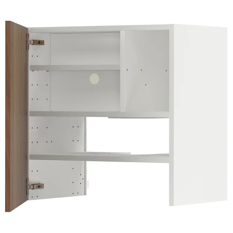 IKEA METOD МЕТОД, навесной шкаф д / вытяжки / полка / дверь, белый / Имитация коричневого ореха, 60x60 см 995.195.12 фото №1