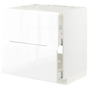 IKEA METOD МЕТОД / MAXIMERA МАКСІМЕРА, підлог шафа д / плит / вб витяжк з шухл, білий / ВОКСТОРП глянцевий / білий, 80x60 см 093.356.59 фото