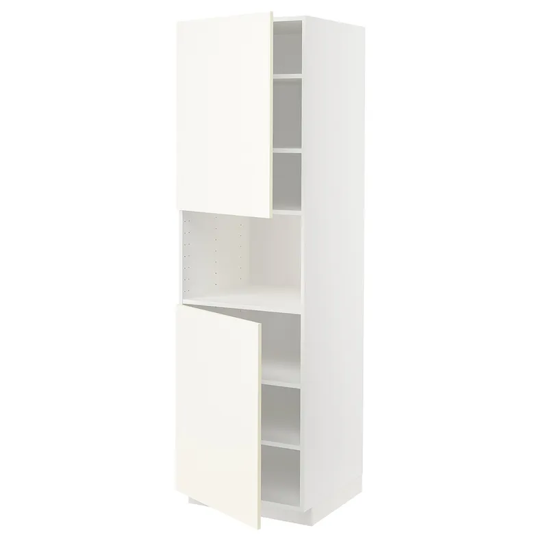IKEA METOD МЕТОД, выс шкаф д / СВЧ / 2 дверцы / полки, белый / Вальстена белый, 60x60x200 см 995.073.78 фото №1