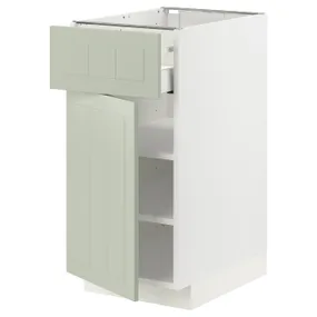 IKEA METOD МЕТОД / MAXIMERA МАКСИМЕРА, напольный шкаф с ящиком / дверцей, белый / светло-зеленый, 40x60 см 494.869.29 фото