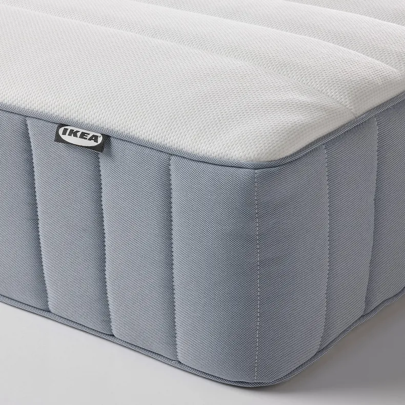 IKEA LYNGÖR ЛЮНГЕР, диван-ліжко, Valevåg середня твердість / легка блакитно-біла, 140x200 см 395.519.44 фото №7