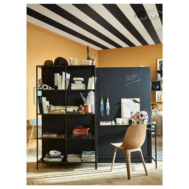 IKEA VITTSJÖ ВІТТШЕ, стелаж зі столиком для ноутбука, чорно-коричневий / скло, 200x36x175 см 799.026.57 фото №2