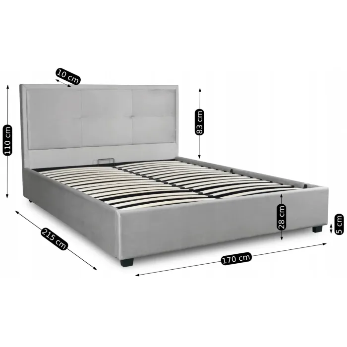 Ліжко двоспальне оксамитове MEBEL ELITE ANDRE Velvet, 160x200 см, світло-сірий фото №12