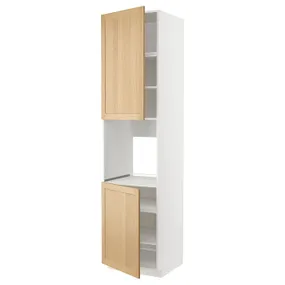 IKEA METOD МЕТОД, висока шафа для дух, 2 дверцят / пол, білий / ФОРСБАККА дуб, 60x60x240 см 095.094.47 фото