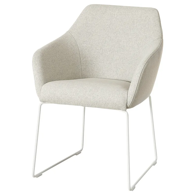 IKEA TOSSBERG ТОССБЕРГ, стілець, білий металл / бежевий Gunnared 805.652.74 фото №1