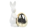 BRW Декоративна фігурка BRW Кролик з яйцем, 14 см, кераміка / біло-золотий 092484 фото thumb №1
