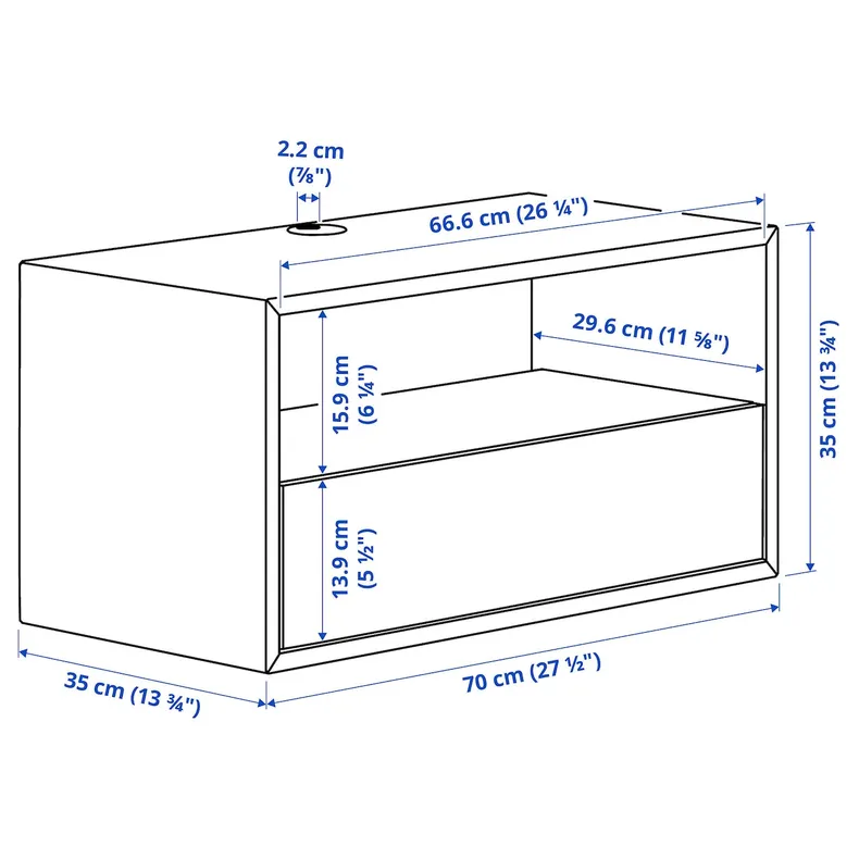 IKEA EKET, Медіа-полиця, коричневий/горіховий, 70x35x35 см 005.764.79 фото №3