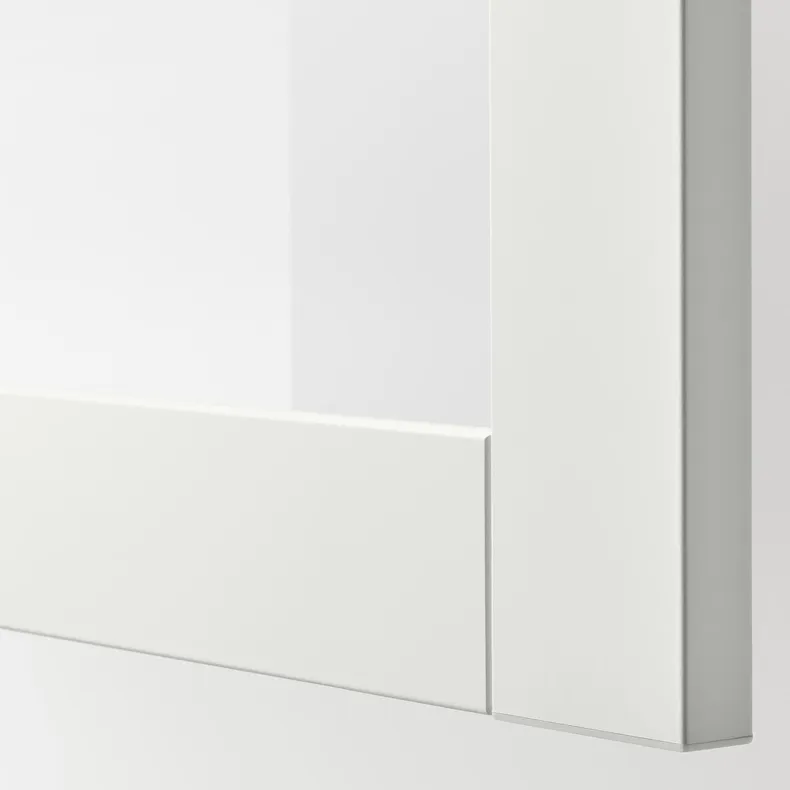 IKEA BESTÅ БЕСТО, секція полиць зі скляними дверцятам, білий / СІНДВІК білий прозоре скло, 120x42x38 см 990.476.59 фото №2