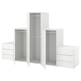 IKEA PLATSA ПЛАТСА, гардероб, 3 дверцят, 6 шухляд, білий / ФОННЕС білий, 300x57x181 см 794.369.66 фото