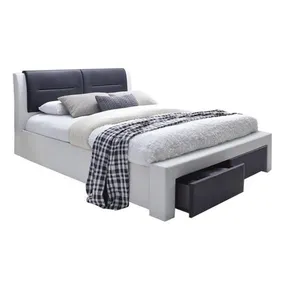 Двоспальне ліжко HALMAR ЗІ шухлядами Cassandra S 160x200 см чорно-біле фото