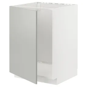 IKEA METOD МЕТОД, напольный шкаф для мойки, белый / светло-серый, 60x60 см 095.389.73 фото